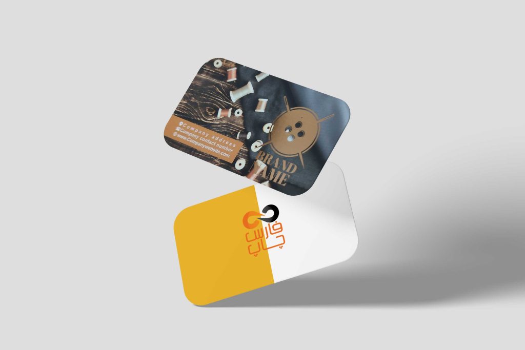 چاپ کارت ویزیت سلفون مخملی طلاکوب دورگرد