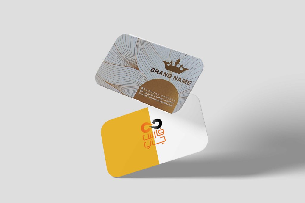 چاپ کارت ویزیت کتان لمینت امباس طلاکوب دورگرد