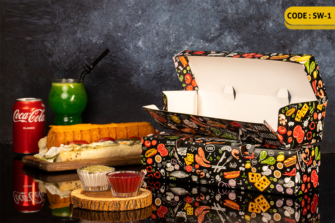 ثبت سفارش چاپ محصولات فست فود و کافی شاپ + راهنمای طراحی 10 ساندویچ سفره ای22سانتی-SW1