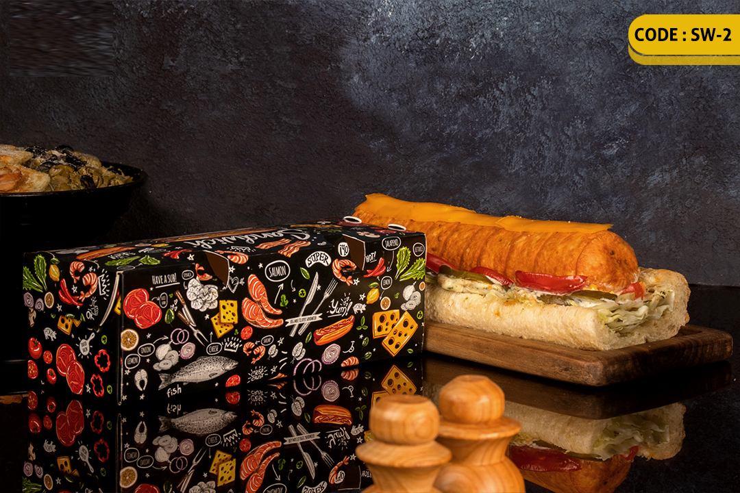 ثبت سفارش چاپ محصولات فست فود و کافی شاپ + راهنمای طراحی 11 ساندویچ سفره ای30سانتی-SW2