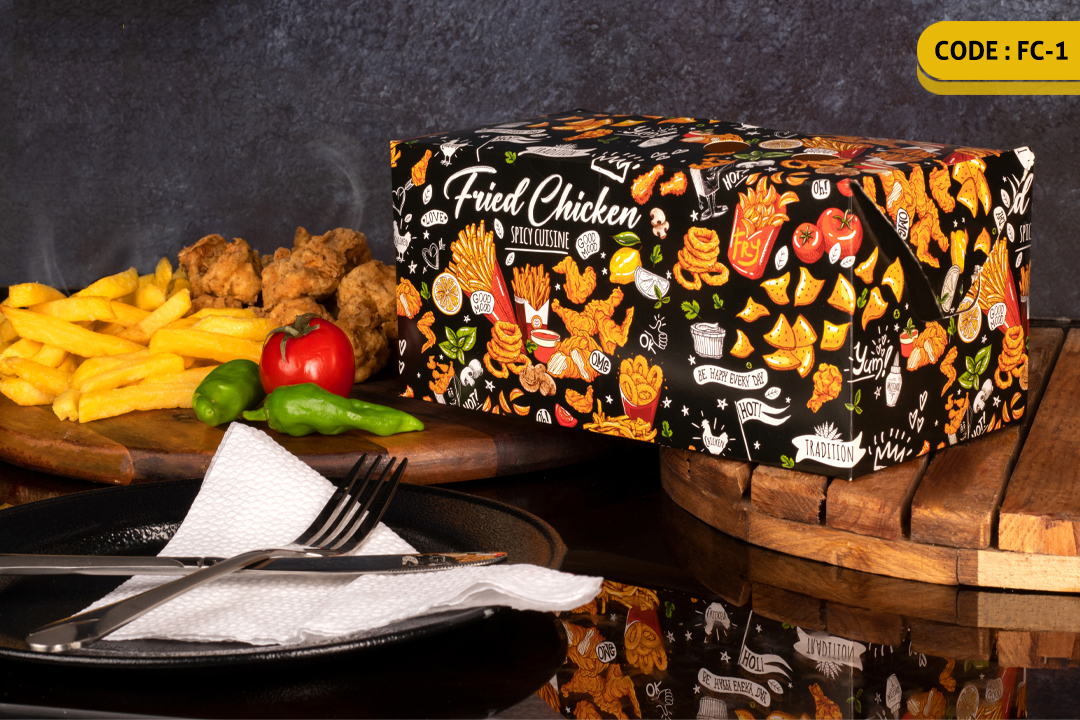 ثبت سفارش چاپ محصولات فست فود و کافی شاپ + راهنمای طراحی 6 سوخاری قفلی-FC1