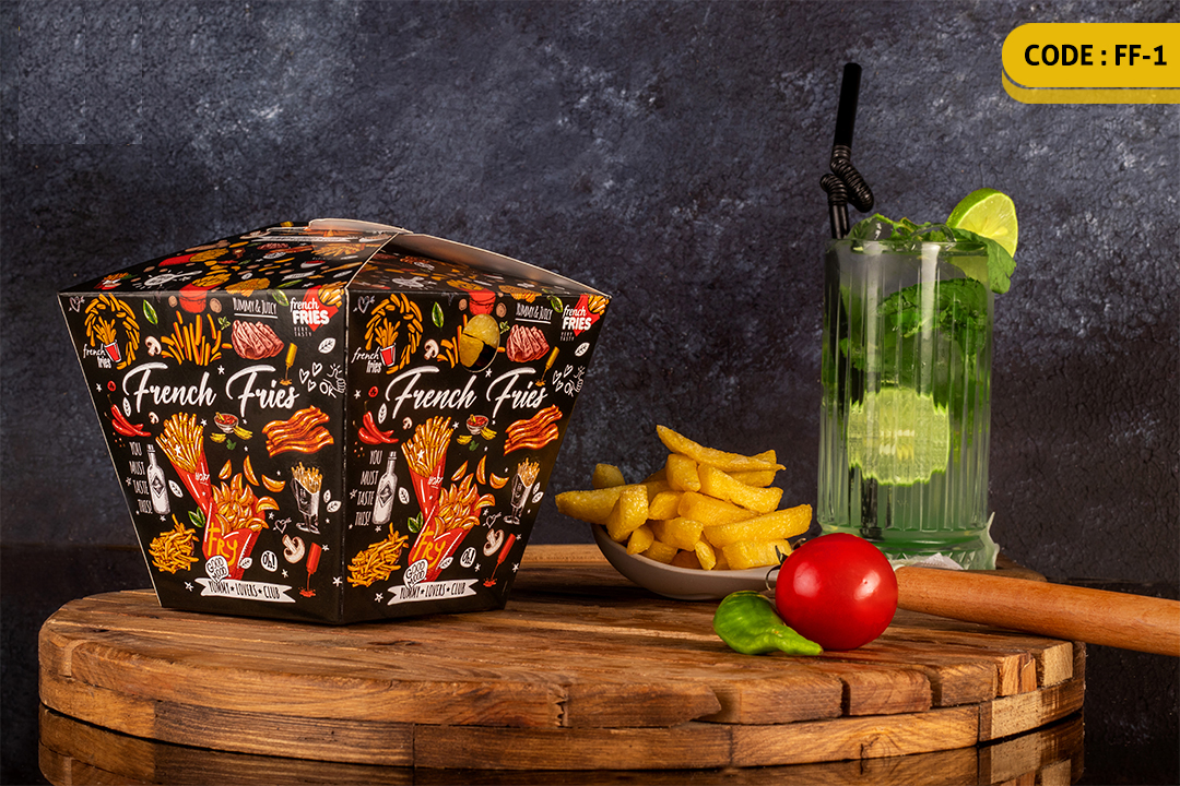 ثبت سفارش چاپ محصولات فست فود و کافی شاپ + راهنمای طراحی 30 سیب زمینی مخروطی دونفره-FF1