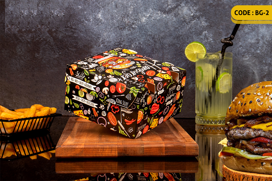 ثبت سفارش چاپ محصولات فست فود و کافی شاپ + راهنمای طراحی 19 همبرگر سفره ای--BG2