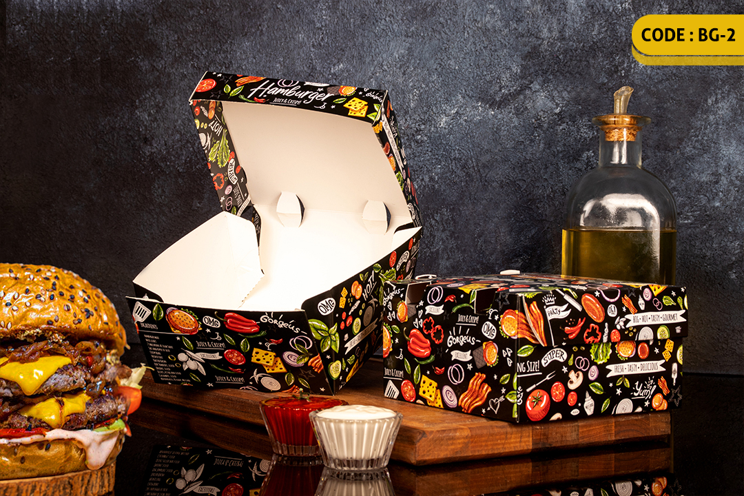 ثبت سفارش چاپ محصولات فست فود و کافی شاپ + راهنمای طراحی 20 همبرگر سفره ای---BG2